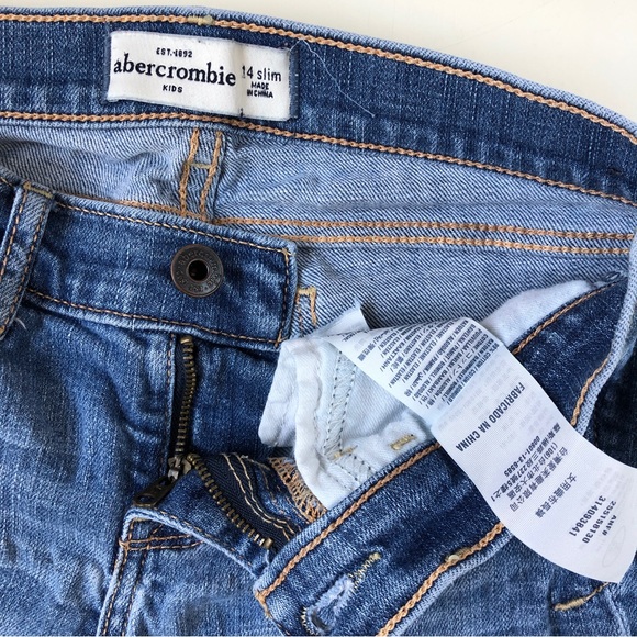Abercrombie Kids Girls Distressed Denim Jeans 14 Slim Vintage - Picture 5 of 6